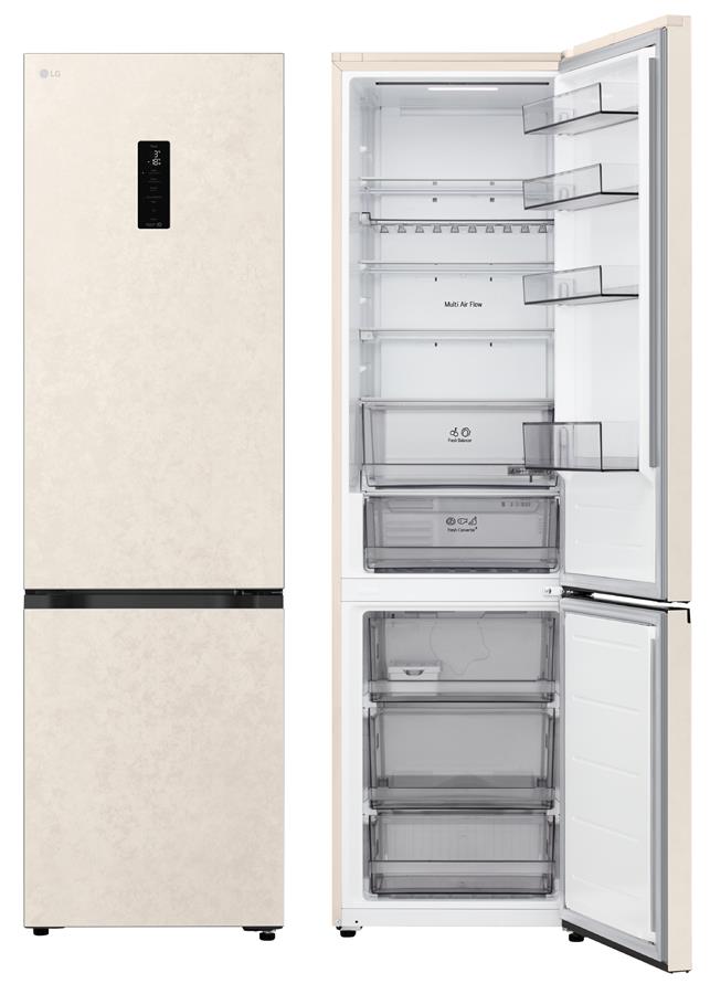 Холодильник LG GC-B509EETM, 2,03 м/Нульова камера/Фреш зона/Дисплей/Полиця для пляшок/Бежевий