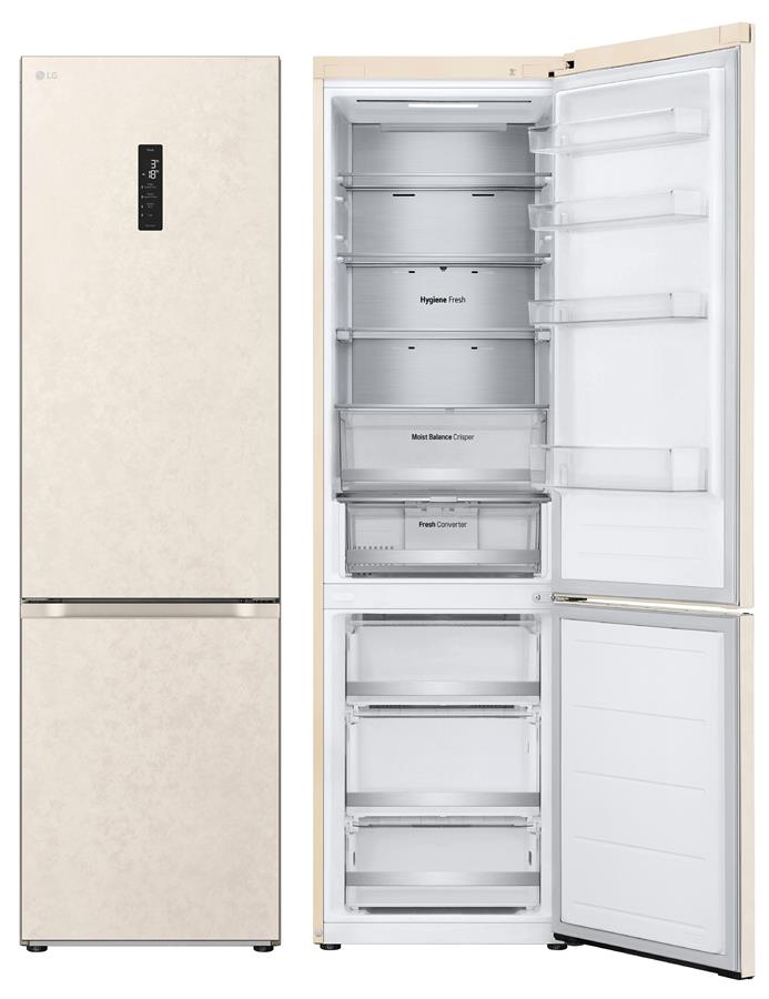 Холодильник LG GC-B509FEPW 2,03м/Нульова камера/Складна поличка/Фреш зона/Дисплей/Бежевий
